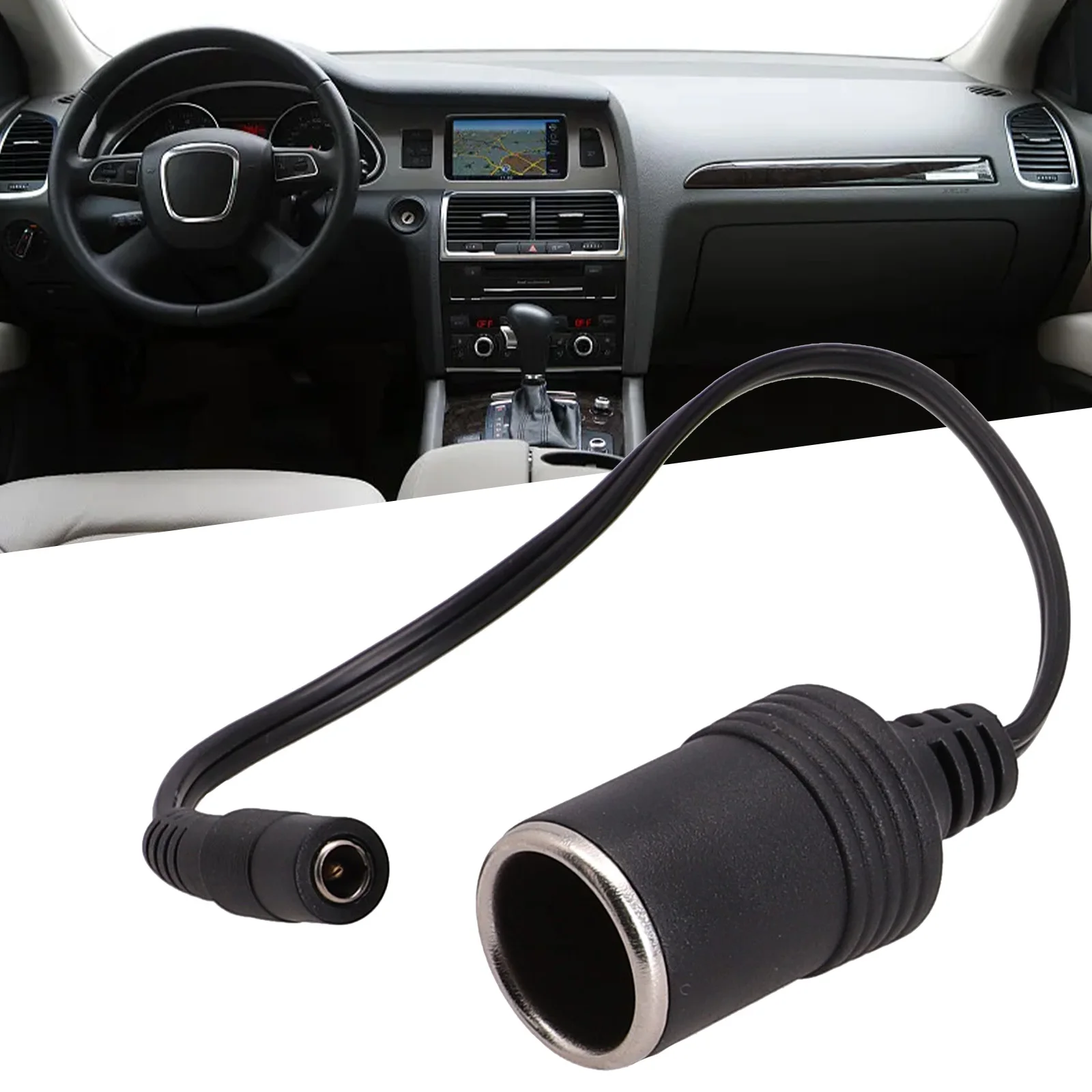 19cm Long 12V Female Car Socket Connector with DC5.5 Charger Adapter for 12V 24V 5A Power Supply Compatibility