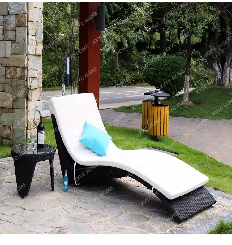 Reclinable de ratán impermeable y protección solar para exteriores, jardín, balcón, Playa