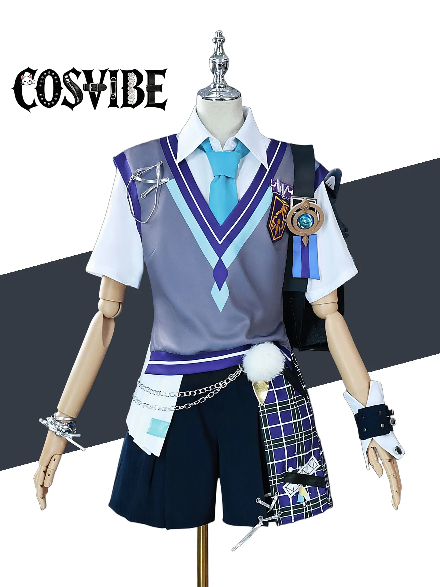 

Game Genshin Impact Wanderer Scaramouche Cosplay Korea Mega Coffee Costume Vest Wig Women Men Uniforms Party Halloween Roleplay