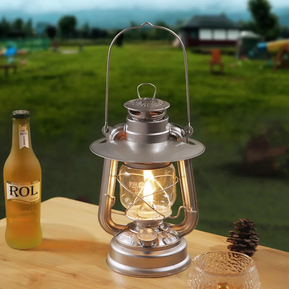 Vintage Oil Lamp Camping Lantern Portable Outdoor Glamping Lighting Fixture Handheld Atmosphere Lamp For Barbecue Camping