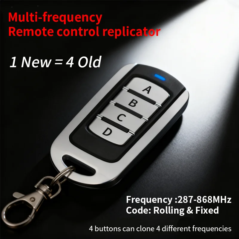 

Multi-Frequency 280-868MHz Universal Garage Door Remote Control Duplicator Clone 433MHz Handheld Transmitter Fixed & Rolling Cod