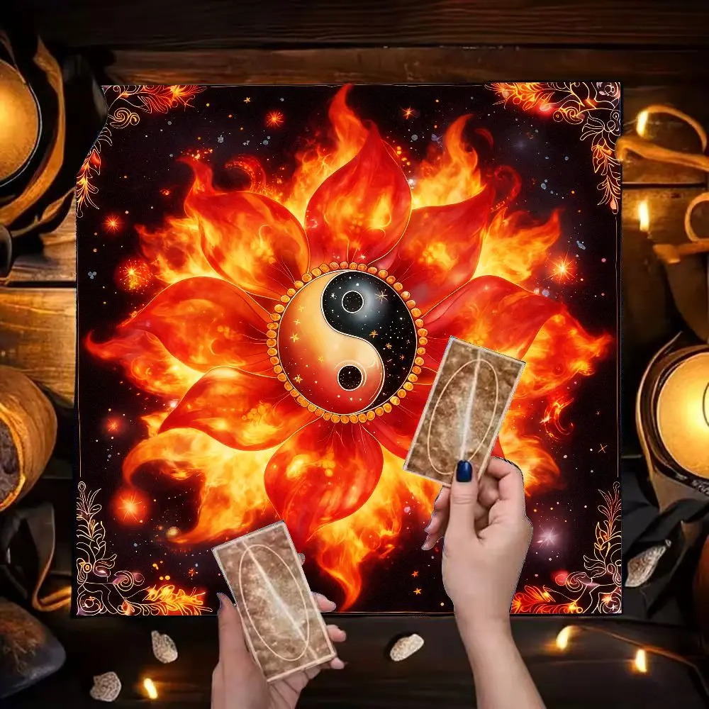 VIKAMA 12 Zodiac Signs Altar Cloth Black Gold Star Chart Table Mat for Witchcraft Decor