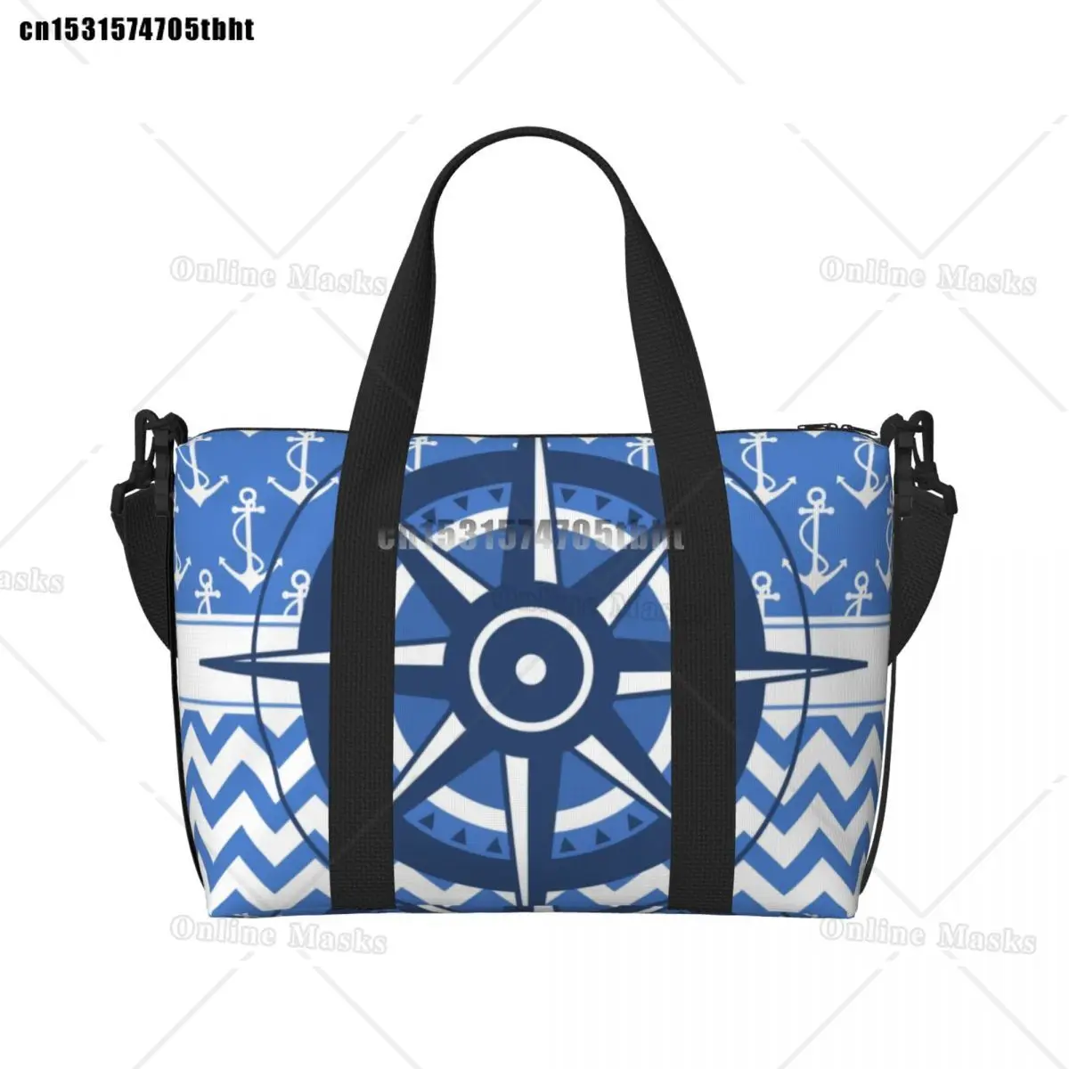 Captain's Compass Tote Bag Women Big Capacity Nautical Anchor Sailing Sailor Gym Beach Travel Bags