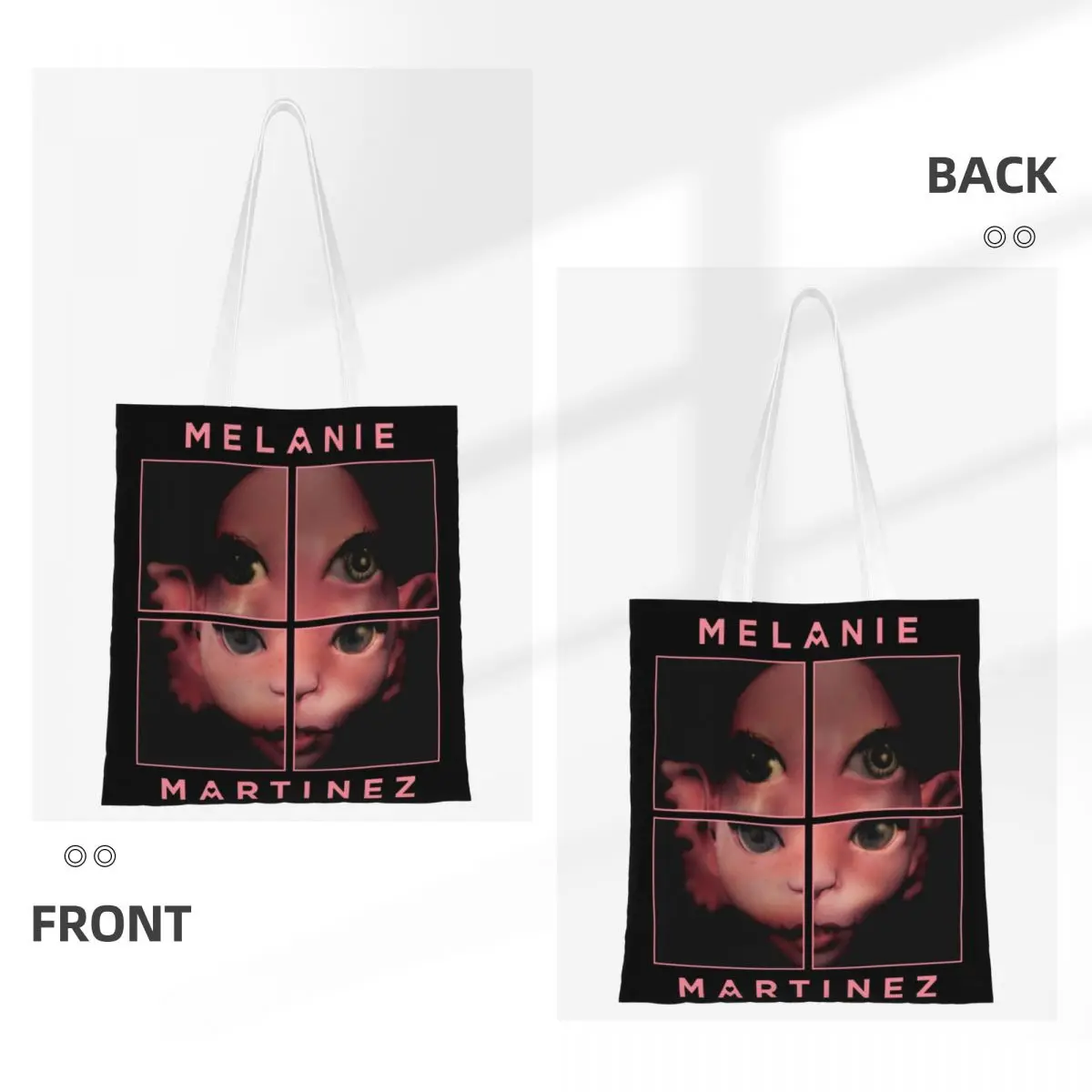 Custom Funny Printed Creative Music Singer Melanie Martinez Shopping Tote Bags Recycling Canvas Shoulder Shopper Handbag