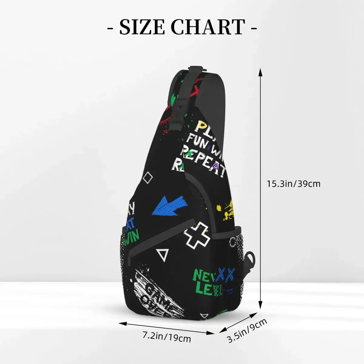 Cross Crucifixion Crossbody Bag Sports Game Over Play Cartoon Game Pads Repeat Ornament Chest Bag Unisex Shoulder Backpacks