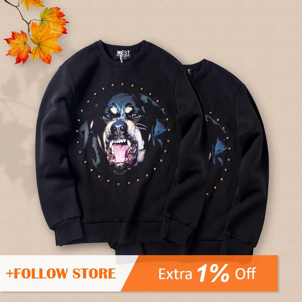 Women Sweatshirts Big Dog Graphic Print Hoodies Spring Autumn Casual Hip hop Trend Long Sleeve Pullovers Streetwear Clothes