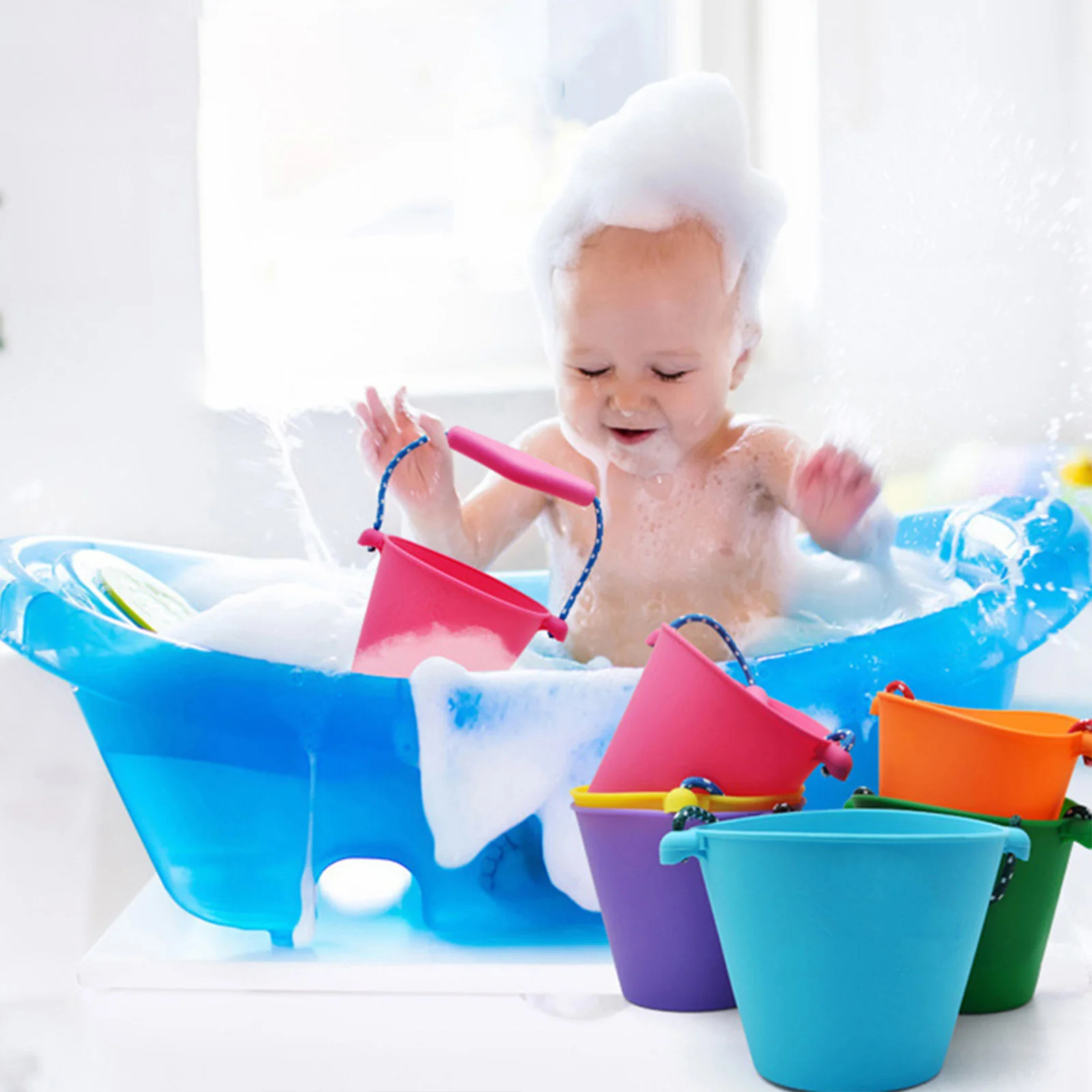 

2 шт. силиконовые ведра для песка складные портативные ведра для воды многофункциональное детское пляжное ведро уличное маленькое ведро