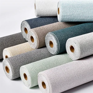 Linen 3D Busa Perekat Diri PVC Warna Solid Tebal Tahan Air Latar Belakang Dinding Renovasi Wallpaper Stiker Dinding Dekorasi Rumah 10 wallpaper bahari penjualan terbaik - №