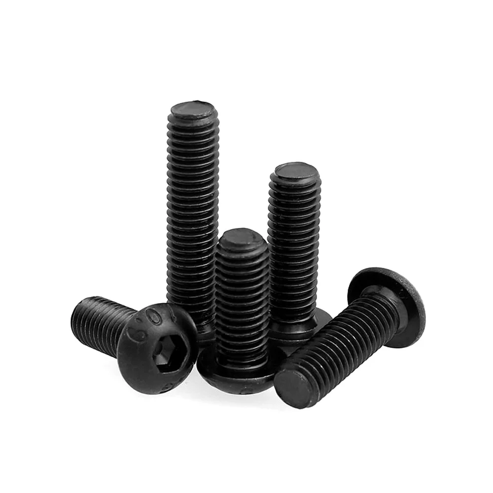 5/10/25/50x Black 10.9 Grade Steel M1.6 M2 M2.5 M3 M4 M5 M6 M8 ISO7380 Hex Hexagon Socket Button Round Head Screw Bolt L= 3-80mm