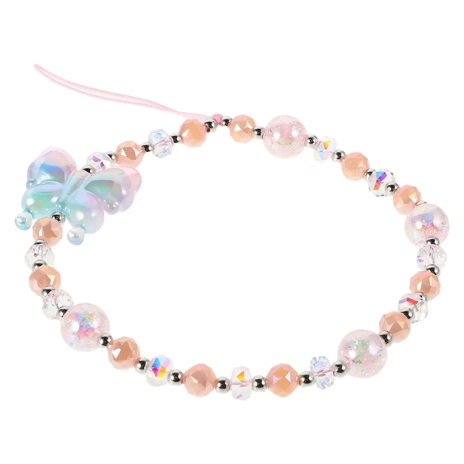 

Mobile Phone Chain Beaded Bow Lanyard Colorful Plastic Strap Cute Pink H crafted Beads Versatile Anti Lost Lanyard Christmas