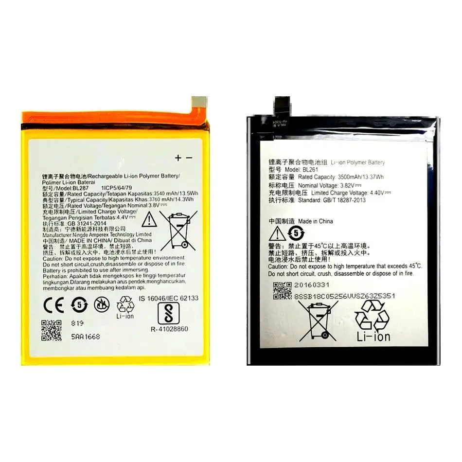 

Mobile Phone Battery High-Capacity BL261 BL287 3500-3760Mah For Lenovo K5 Note L38012k9 Lemon 6.0