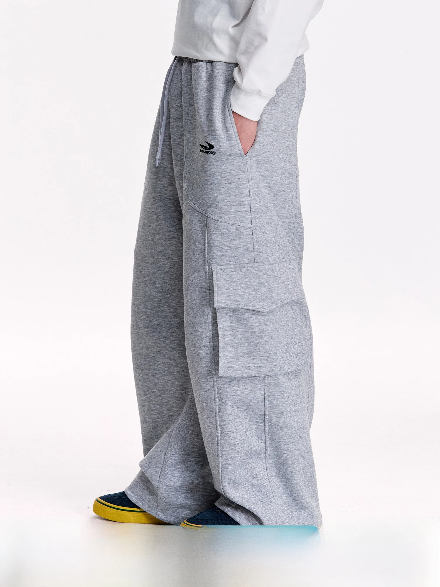 NewJNXS American Style Loose Knitted Pants Spring Autumn Casual Sweatpants Reversible Cuffed Elastic Waist Polyester Fiber