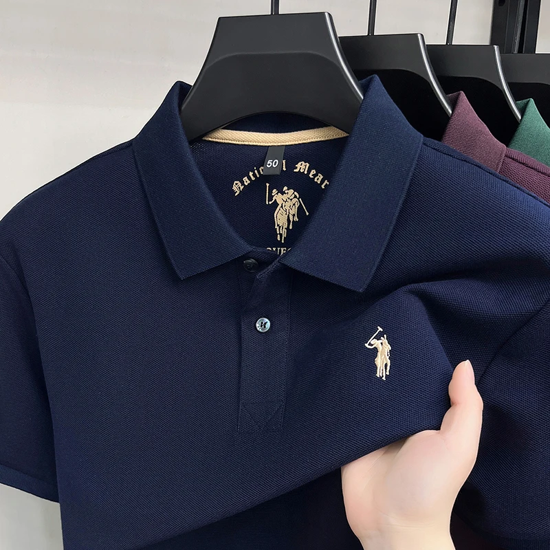 High-End 100% Baumwolle Kurzarm Polo Shirt Herren Sommer Luxus Marke Klassische Paul Pony Stickerei Freizeit Business Mode Golf T-Shirt – Detail 36