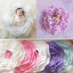 Newborn Photography Props Flokati Flower Shaped Posing Pod Nest Baskets Fill Background Baby Photoshoot Accessories Wool Blanket