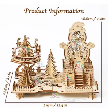 DIY Wooden Christmas Amusement Park Music Box with LED Lights 2