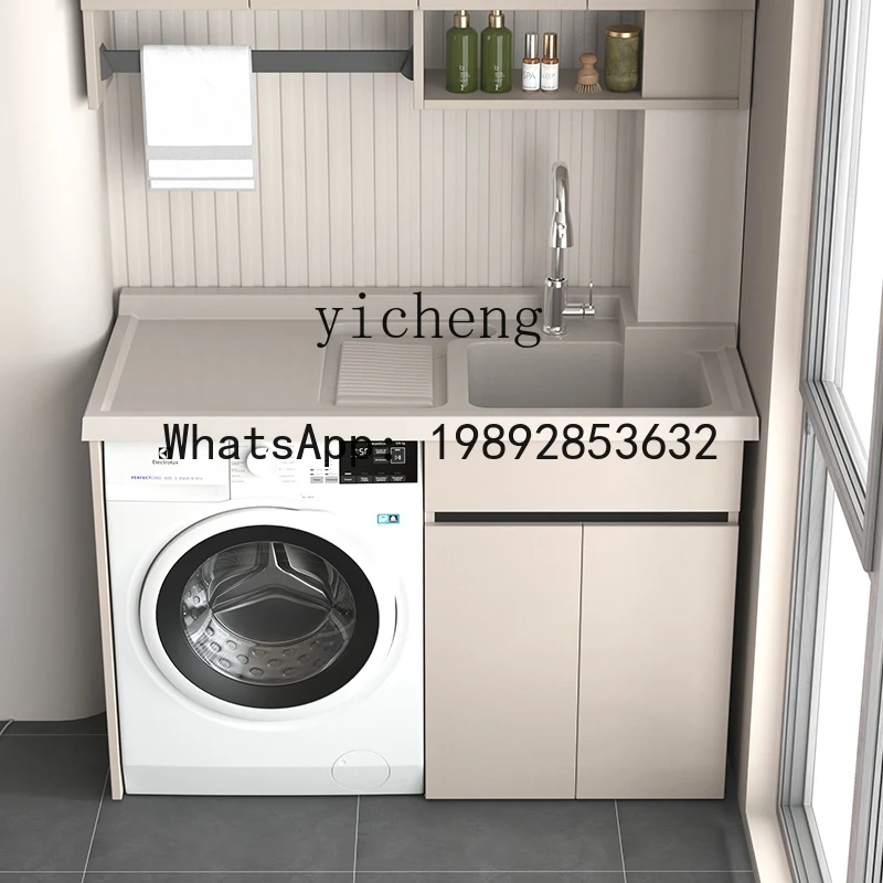 

Комбинированный балконный шкаф X2 Basin Honeycomb из алюминия с интегрированной прачечной зоной, раковиной и столом для стирки на колесиках