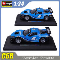1:24 Bburago Chevrolet Corvette C6R Model Car Alloy Luxury Vehicle Toys Collection Display Decoration Kids Gift Custom