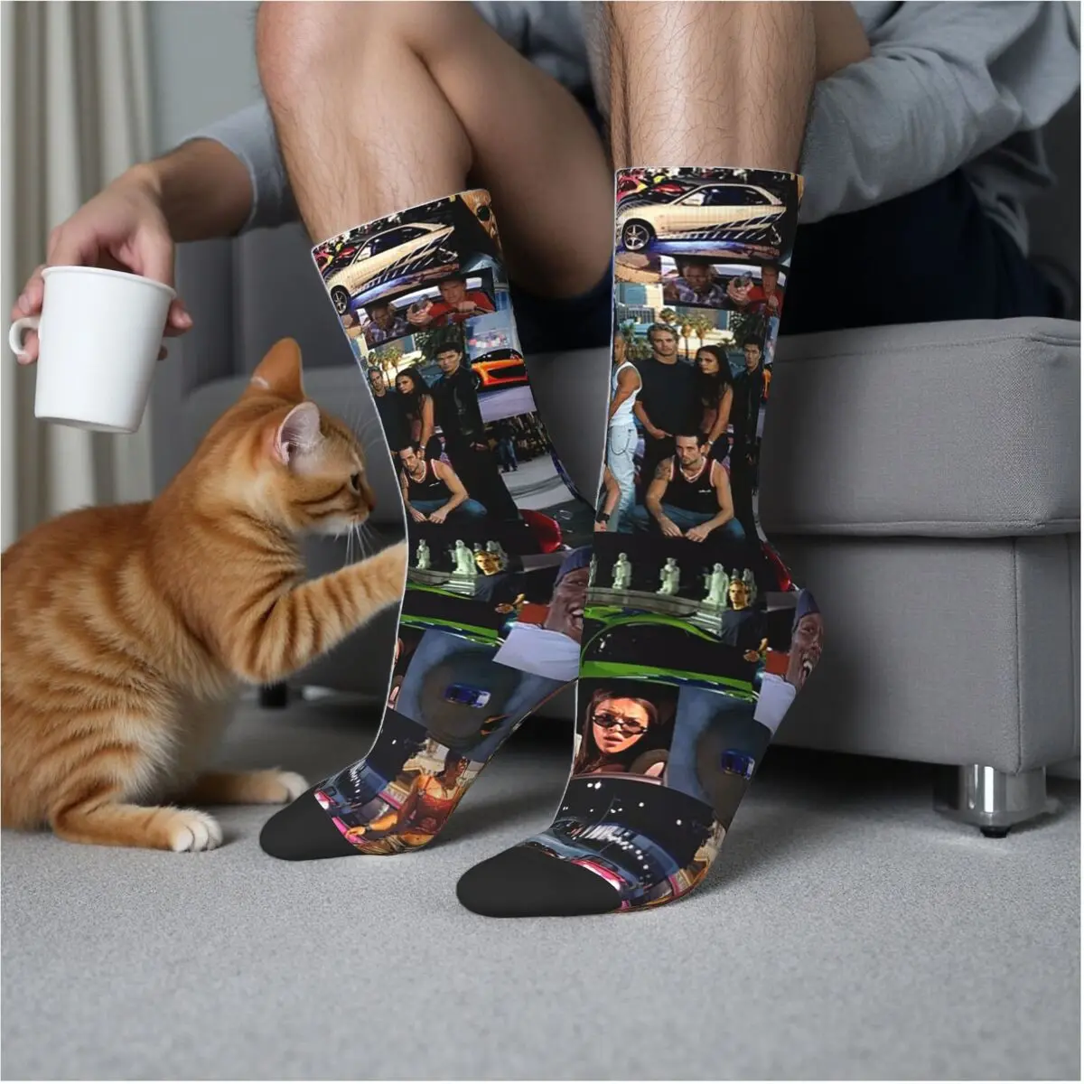

Fast And Furious Collage Socks Harajuku Sweat Absorbing Stockings All Season Long Socks for Man's Woman's Birthday Present
