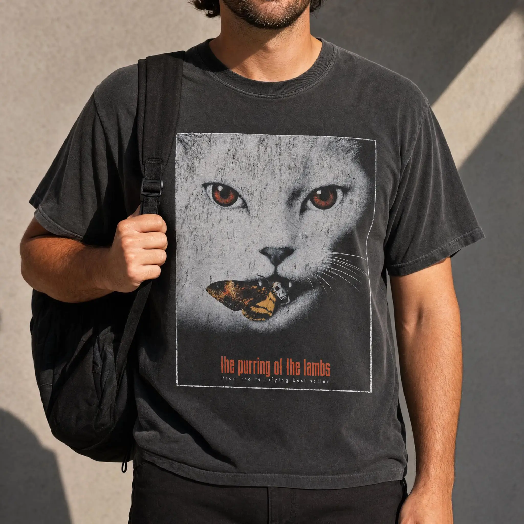 Cat Horror Parody T-Shirt, Vintage Thriller Movie Poster Graphic Tee