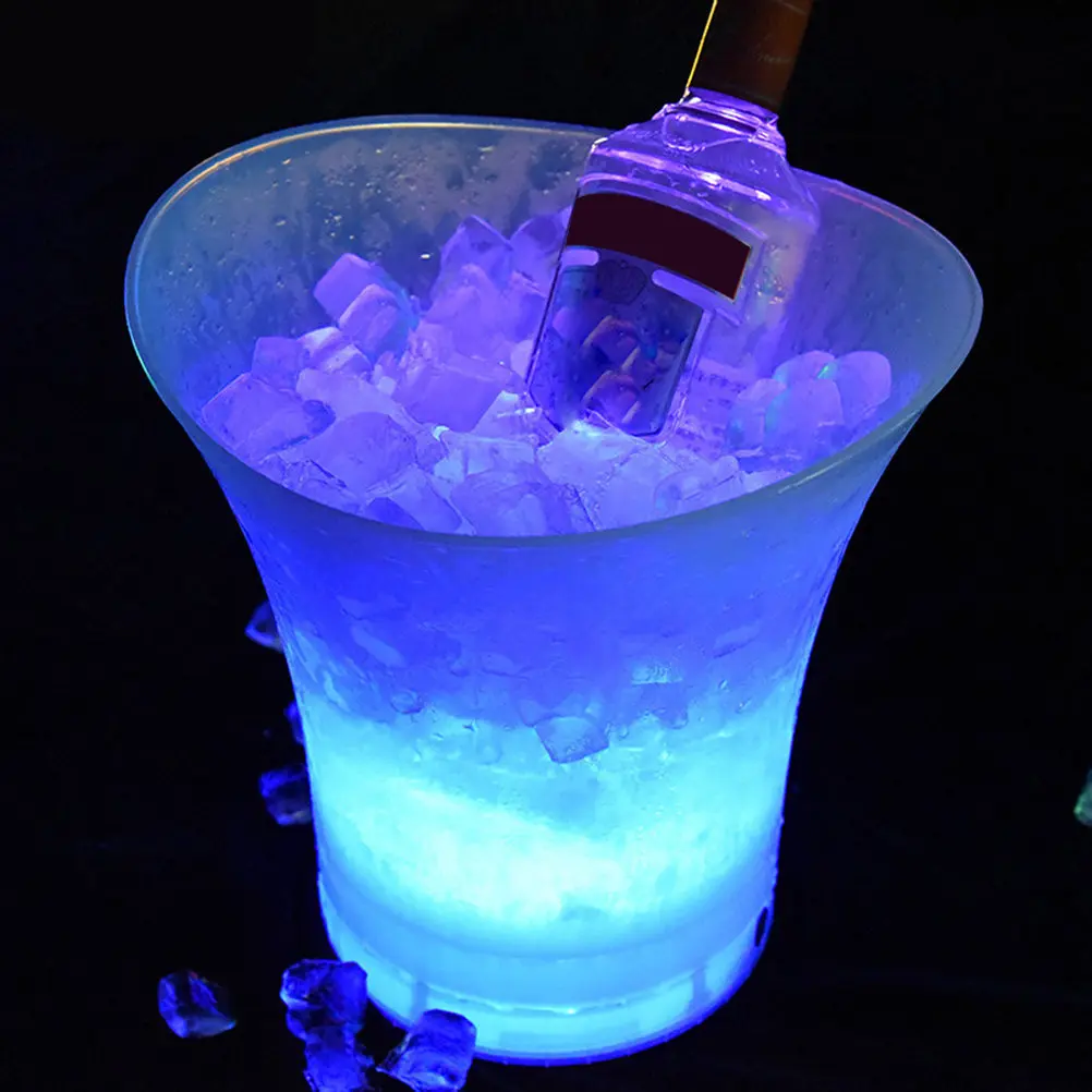 

LED Ice Bucket 5L Luminous Cool Wine Cooler Wireless Speaker Modern Dining Room Bar Ktv Use White Colorful Gradient