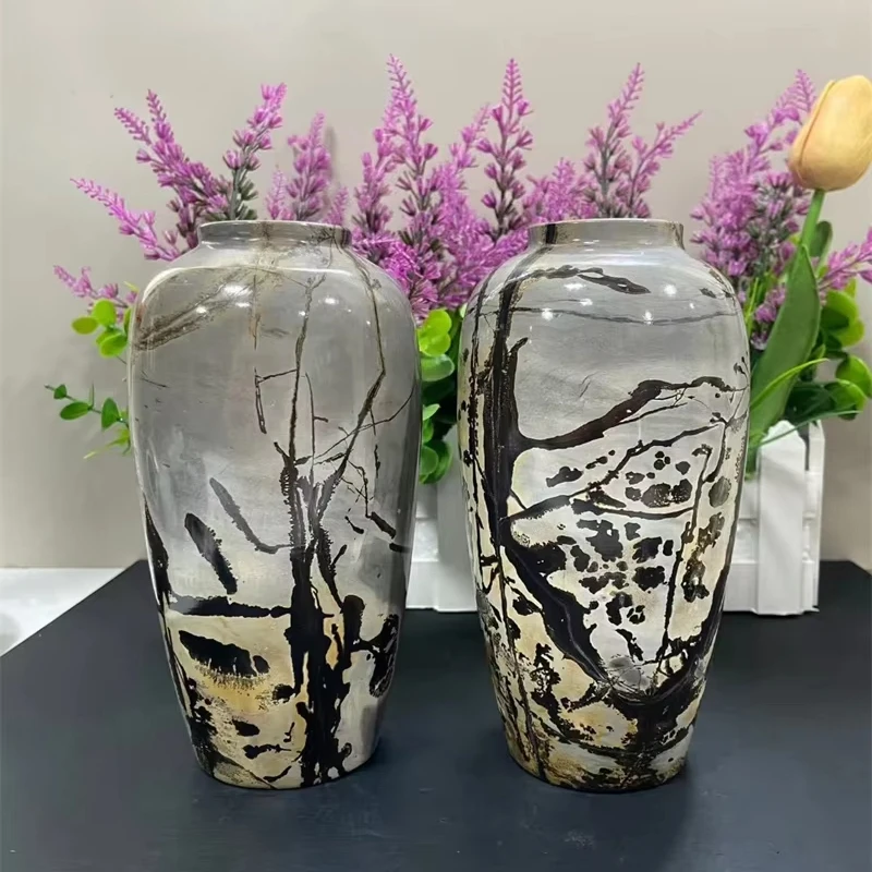 Natural Crystal Factory Picture Jasper Flower Vase Design Polished Carving Crafts for Home Decoration