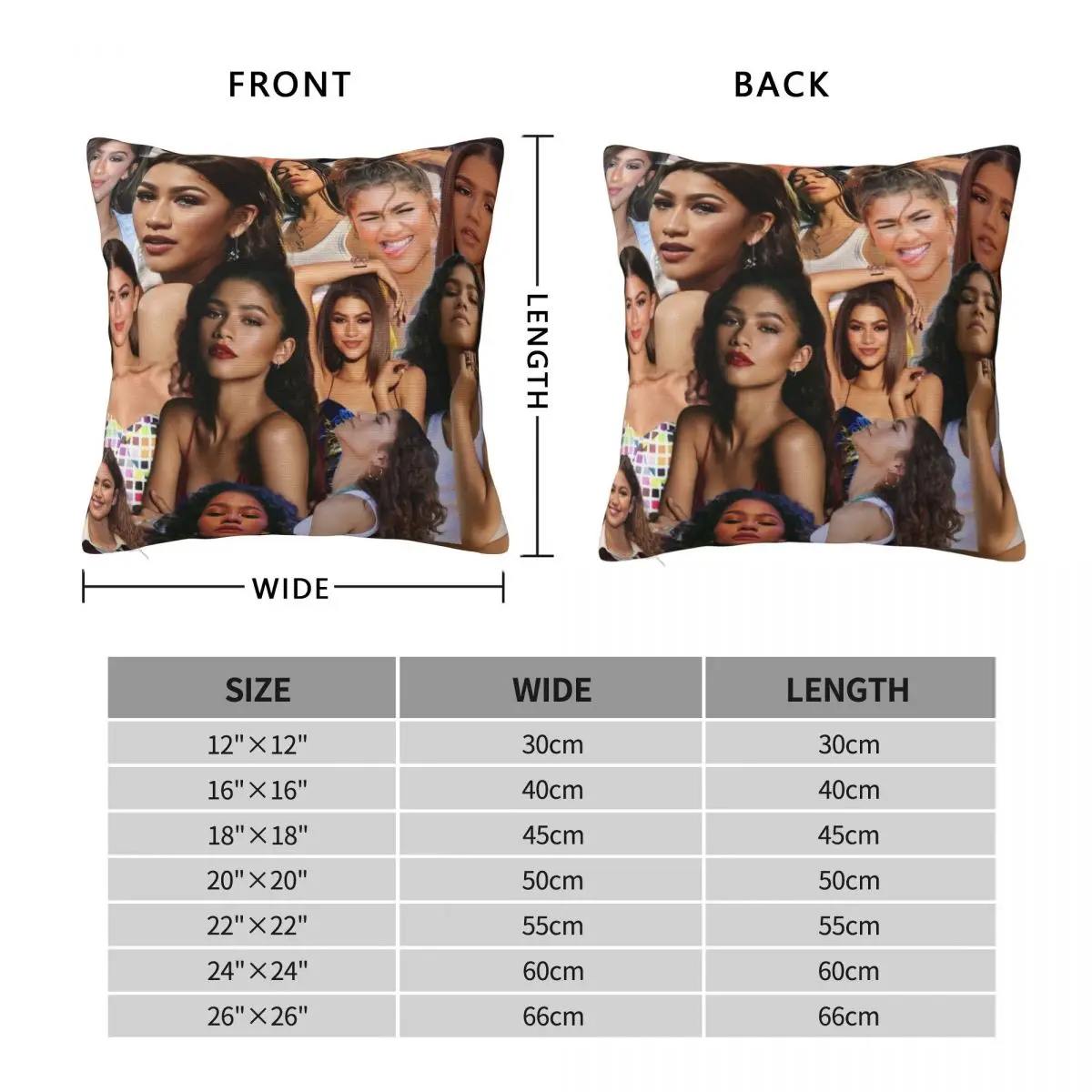 Zendaya Collage Pillowcase Polyester Linen Velvet Printed Zip Decor Throw Pillow Case Sofa Seater Cushion Cover