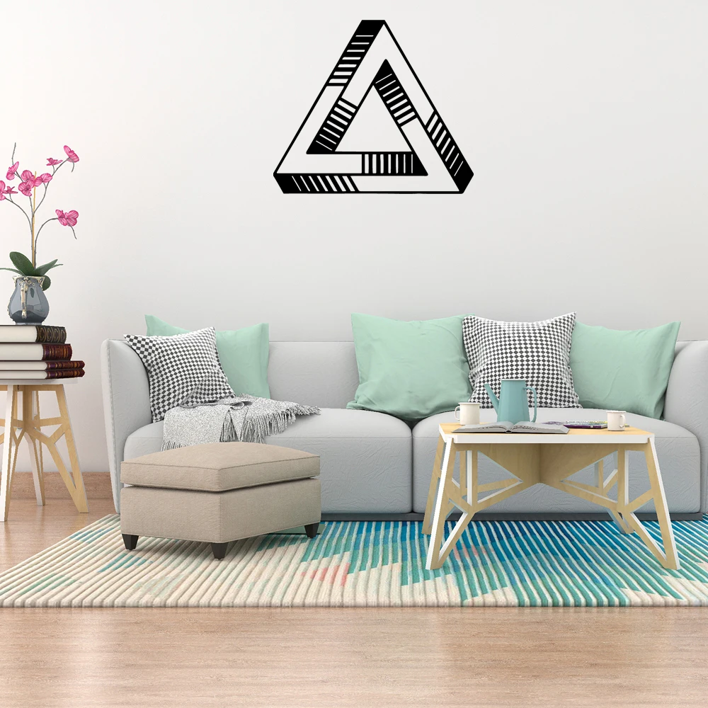 1 pc hot sale Black and white solid triangle Pvc Wallsticker Decals Home Decor For Living Room Kids Room Sticker Mural