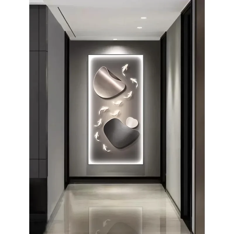 Nine fish and stones come to run, porch decorative paintings, corridor paintings, simple and high-grade, light and luxurious