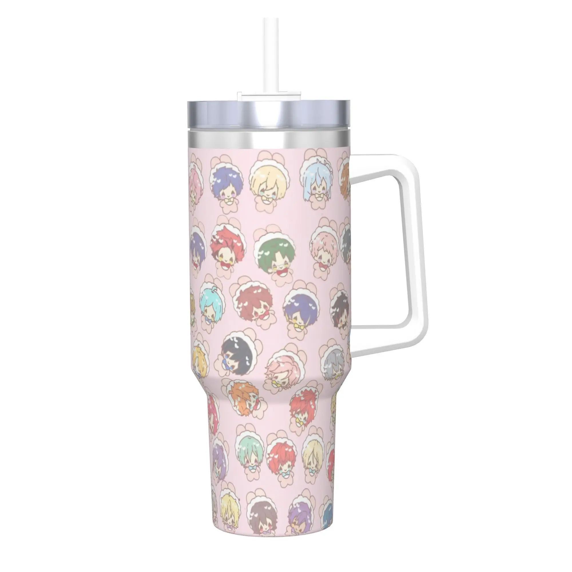 E-Ensemble-Stars Tumbler With Straw Stainless Steel Travel Mugs Double Wall Vacuum Insulated for Cold Or Hot 40oz