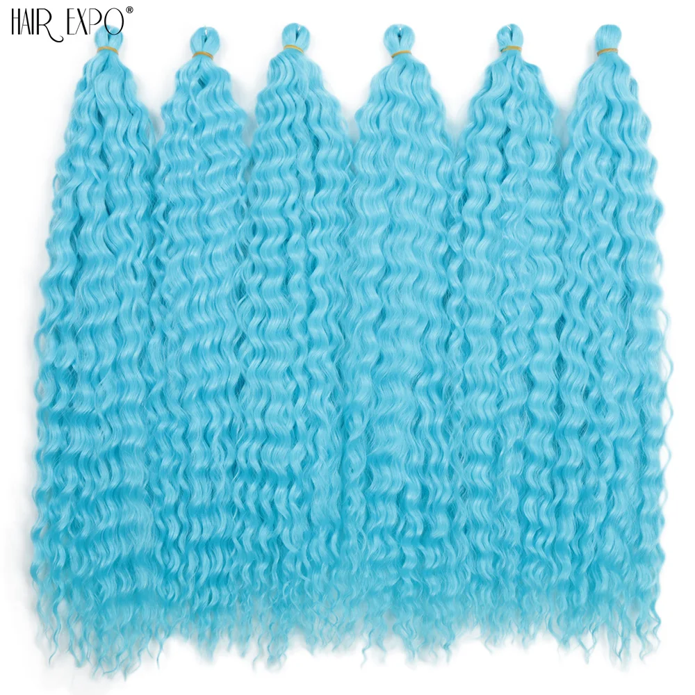 22" Ariel Curl Häkelhaar Synthetische Tiefe Welle Geflecht Haarverlängerung Ombre Ariel Curl Haar Weiche Wasserwelle Twist Haar Blond Rosa – Detail 20