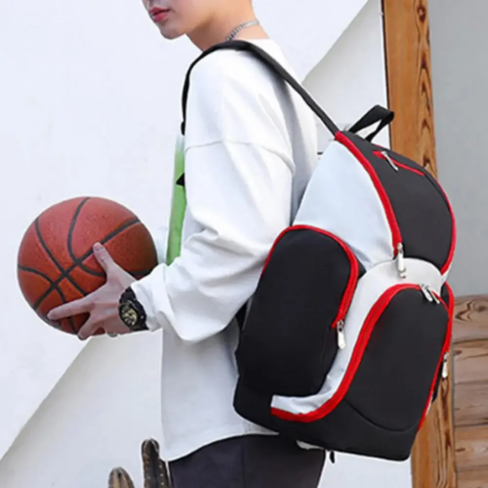 Basketball Backpack Large Capacity With Separate Ball Holder Smooth Zipper Multi Compartments Splash Proof Youth Large Sport Bag