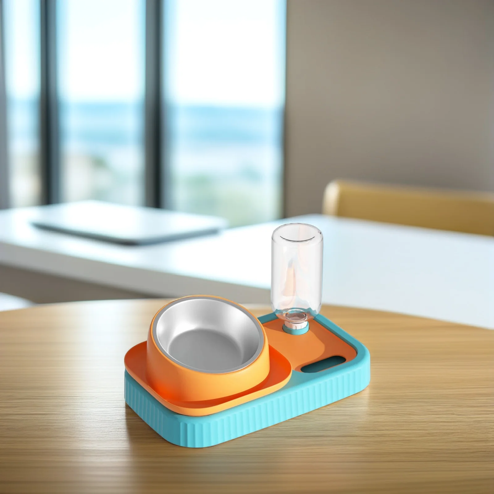 

1Set Double Bowl Cat Food Feeder Premium Detachable Pet Feeding Set for Small Dogs Cats Anti-Fall Portable Dual Use Water Food