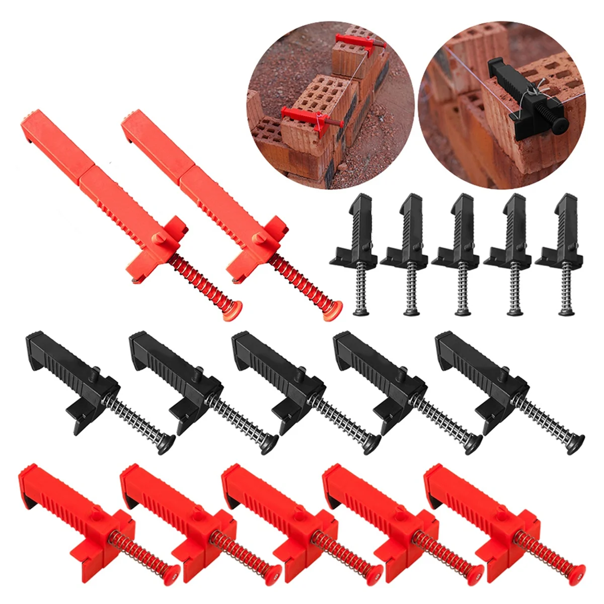 N18R Bricklaying Wire Drawer Brick Leveling Line Runner Puller for Construction Building Fixer Measuring Tools Red 5PCS