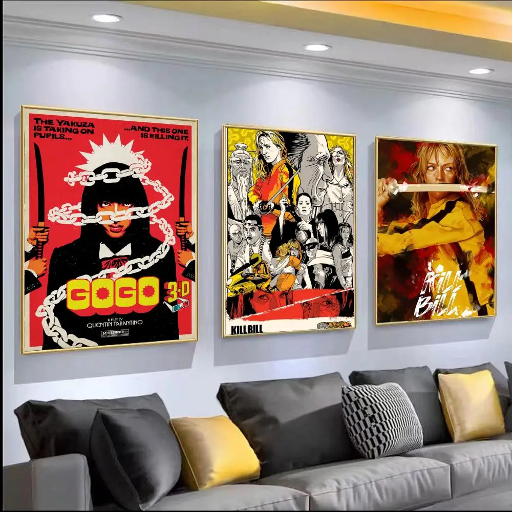 Poster HD PVC Self Adhesive Wall Art - Waterproof Reusable For Home Office Cafe Quentin Tarantino Classic Movie Kill Bill