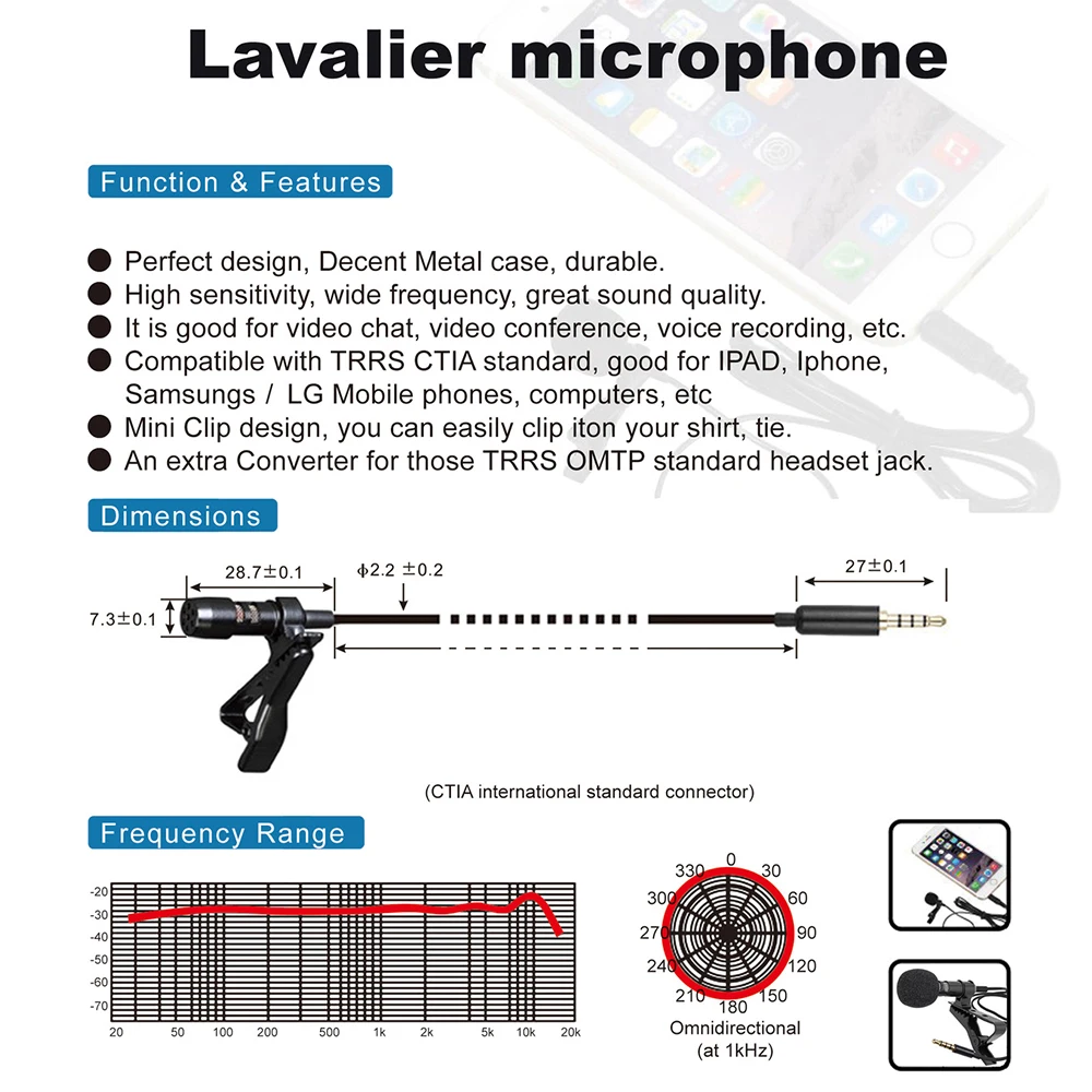Profesional Dual Mini Lavalier Mikrofon 3.5Mm Mini Kerah Klip Mikrofon Mic Studio Kerah Kondensor Smartphone Mikrofon
