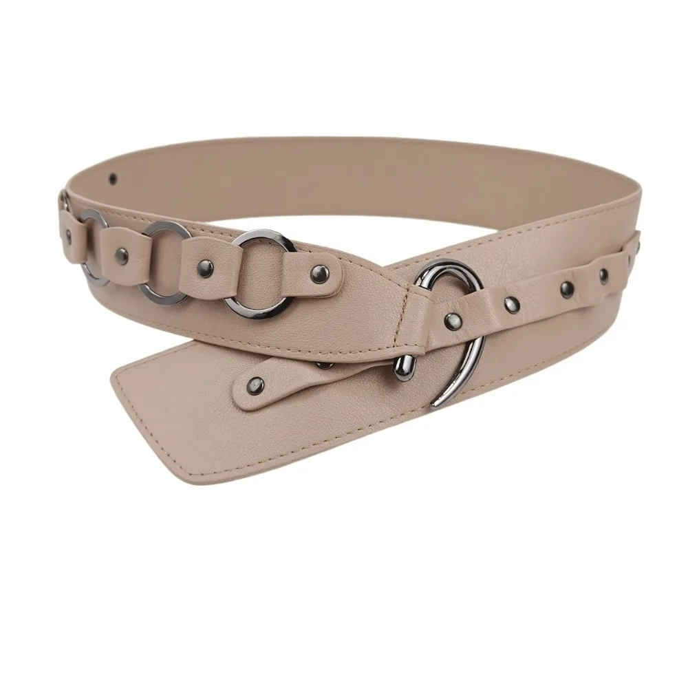 New Vintage Punk Belt Versatile Alloy Fashion Belt Faux Leather Adjustable Waistband Festival