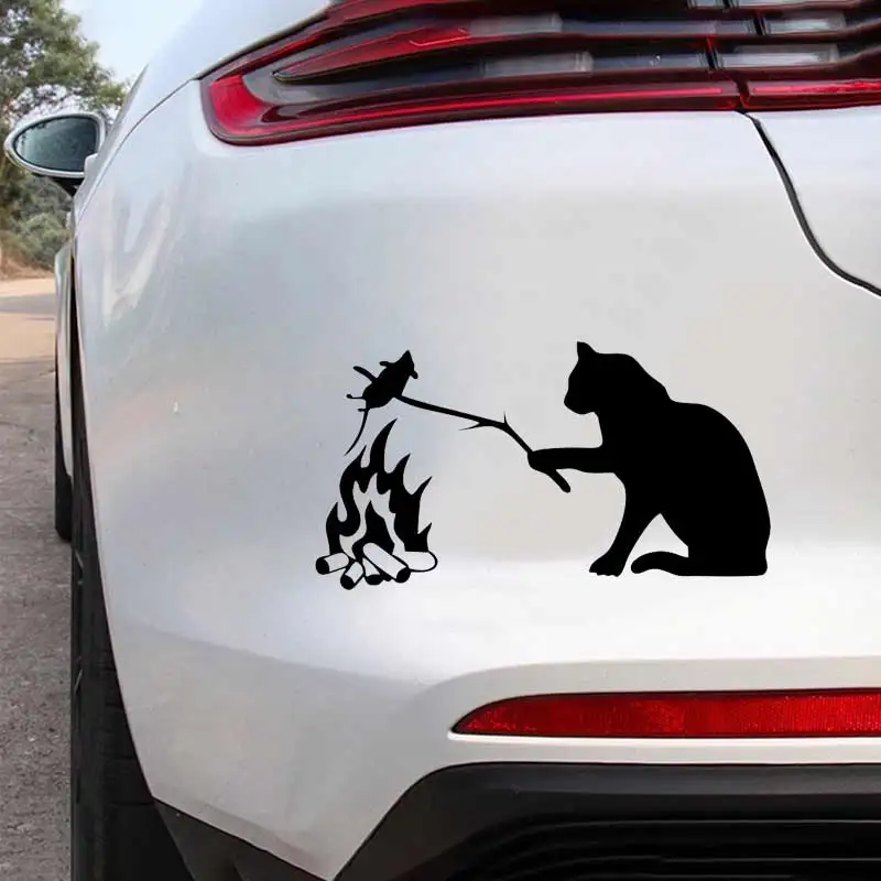 

Cat Fries a Mouse Animal Cartoon Car Sticker Waterproof Styling Automobiles Motorcycle Exterior Accessories Vinyl Decals Y467