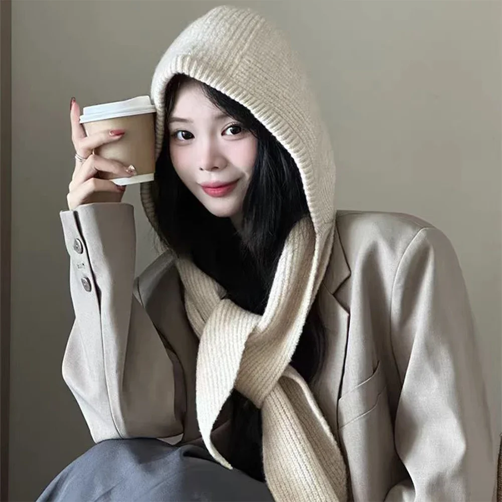 سميكة قطعة واحدة محبوك بالاكلافا مقنعين قبعة وشاح للجنسين حماية الرقبة شتاء دافئ الطقس البارد الإكسسوارات