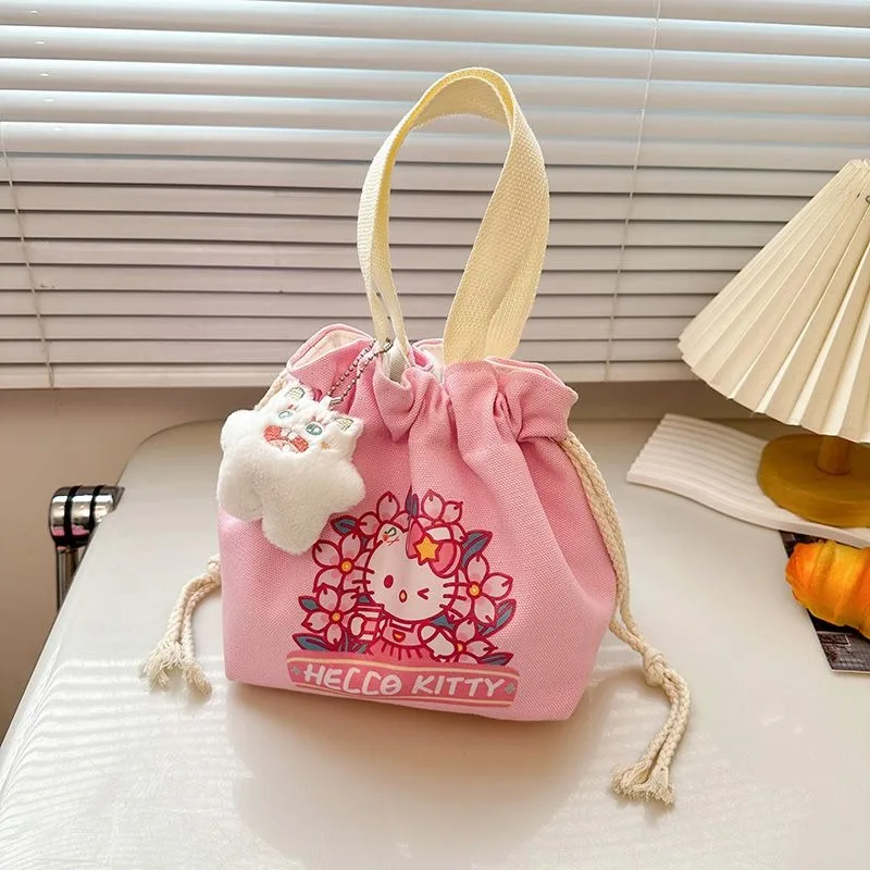 New cartoon cute  Sanrio Hello Kitty My melody cinnamoroll children's fashion portable canvas storage drawstring retractable bag