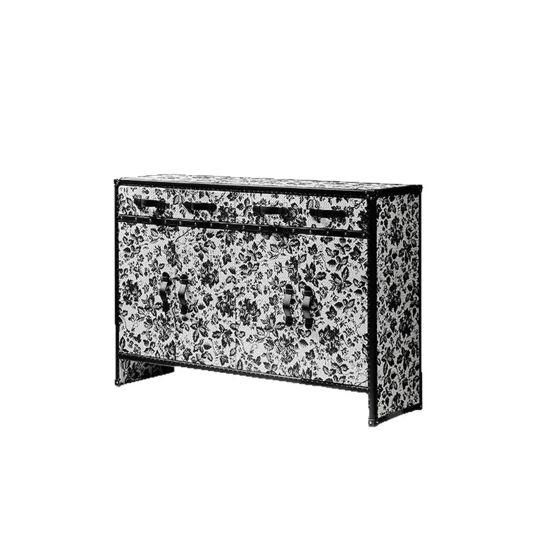 イタリアのミニマリストレトロスタイルの老眼用革靴キャビネット、家の玄関にあるハードボックスエッジキャビネット、エントランスキャビネット