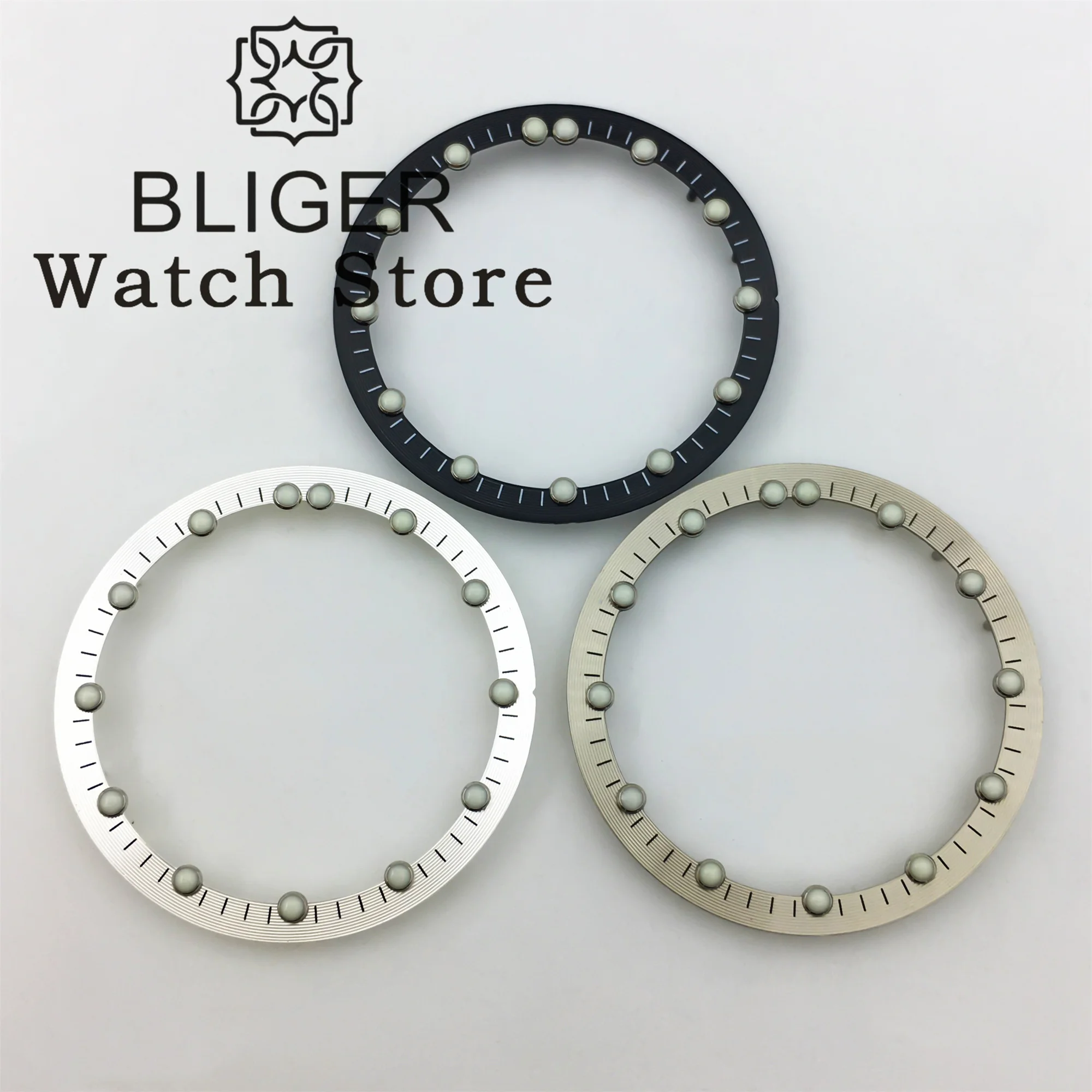 BLIGER 29mm*24.5mm Black White Blue Watch Dial Fits NH70 NH72 Movement Skeleton Hollow Dial Ring Luminous Watch Accessories Part