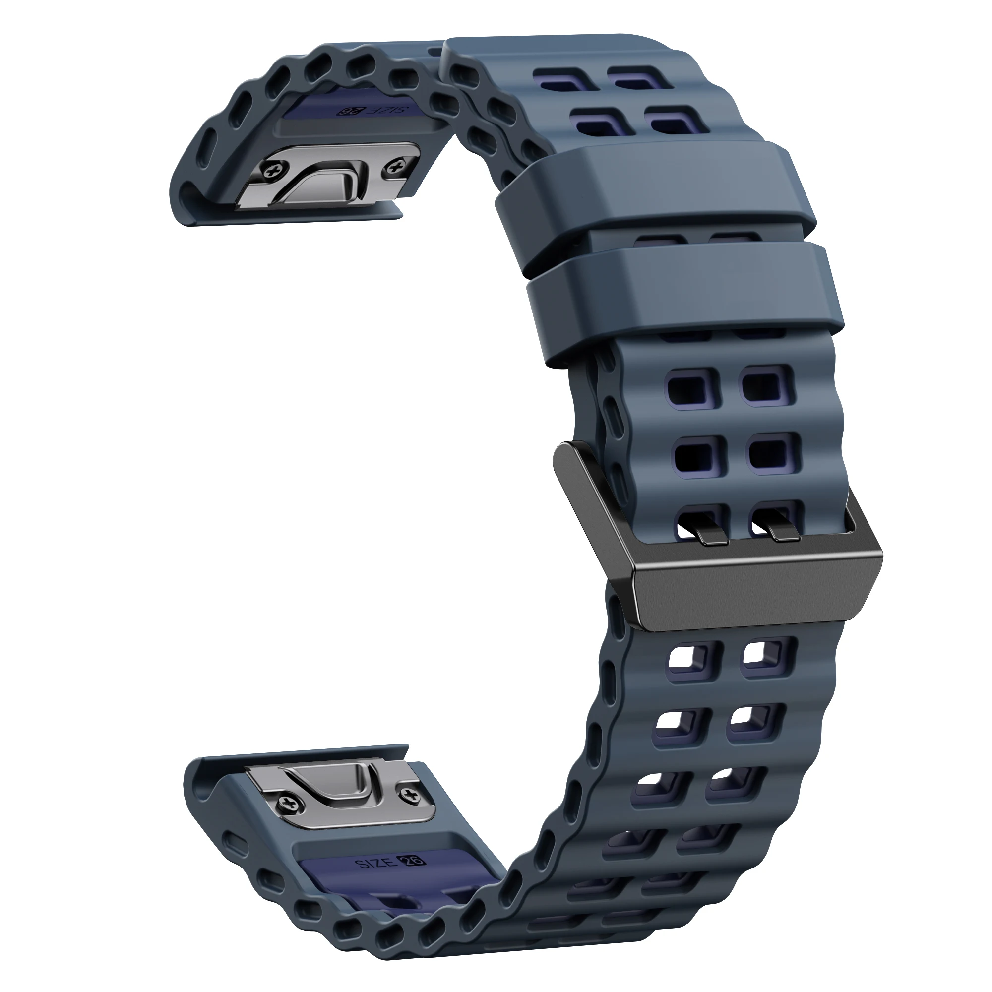 Marine Zweifarbiges Schnellverschluss-Silikon-Uhrenarmband mit 316SS-Schnalle für Garmin Fenix 5-8, Tactix, Epix Pro, Instinct – Detail 12