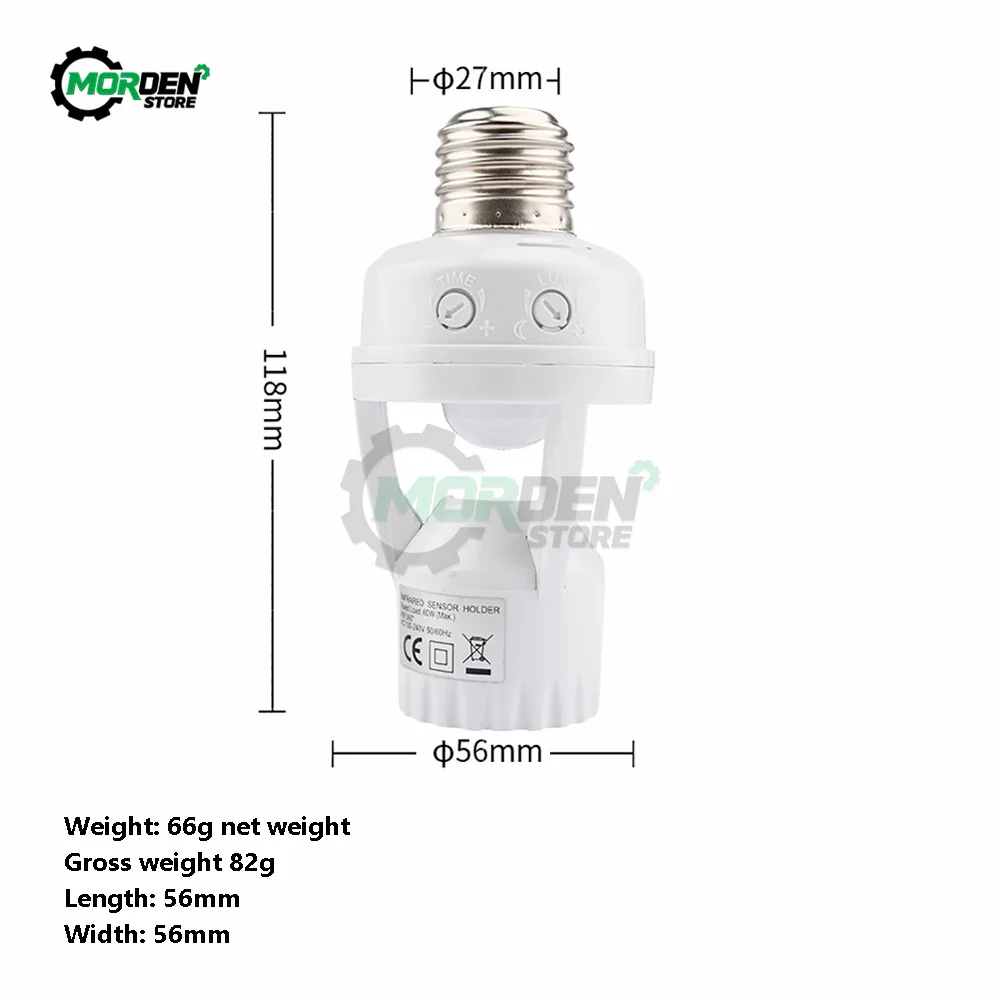 AC100-240V Socket E27 Converter With PIR Motion Sensor LED E27 Lamp Base Intelligent Bulb Switch Light Accessories