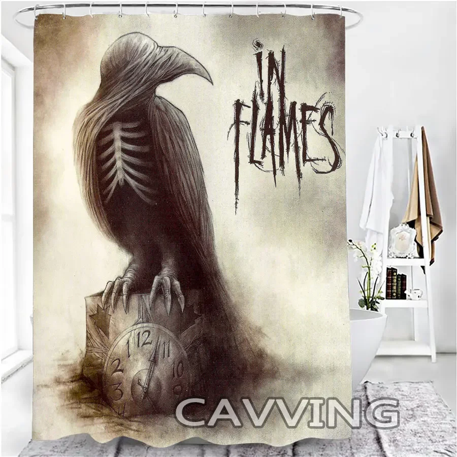 In Flames Band 3D Printed  Shower Curtain Waterproof Bathroom Curtains Anti-slip Bath Mat Set Toilet Rugs Carpet  F01