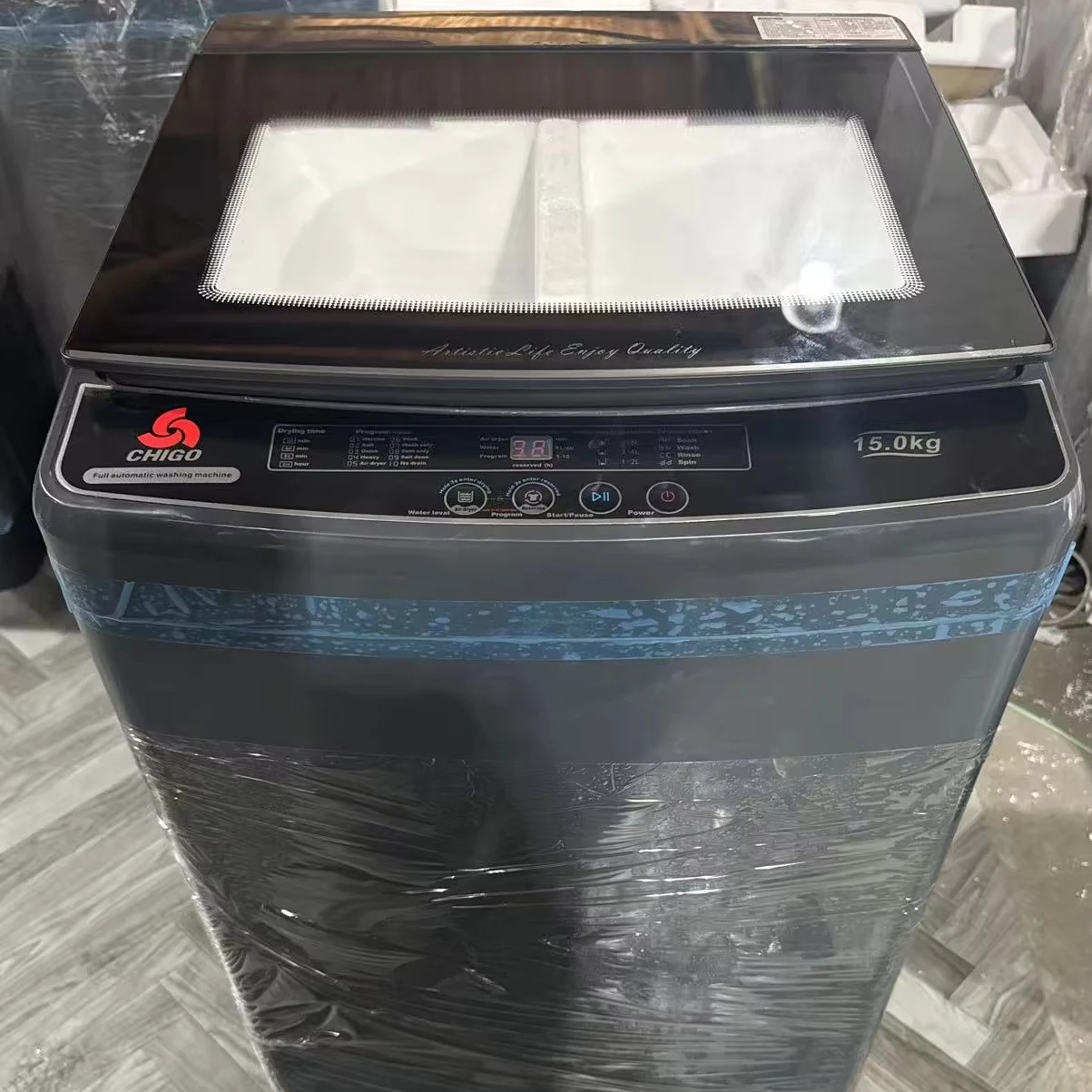 

15kg Pulsator Washing Machine With Drying Function Household Fully Automatic Washing Machine Washer and Dryer Glass Lid