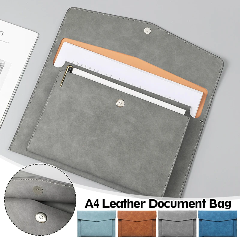 A4 가죽 문서 가방 파일 폴더 대용량 비즈니스 서류 가방 방수 노트북 케이스 Office Organizer