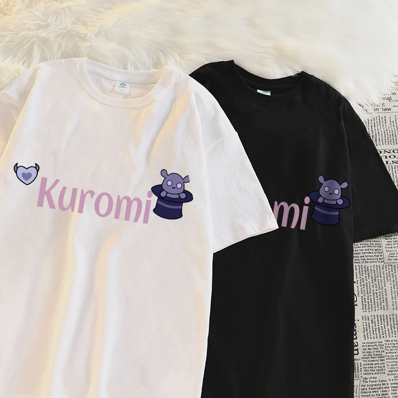 Harajuku Ullzang das mulheres camiseta engraçada dos desenhos animados, camiseta de manga curta de verão, streetwear Y2K, top feminino de moda, camiseta feminina, Kuromi