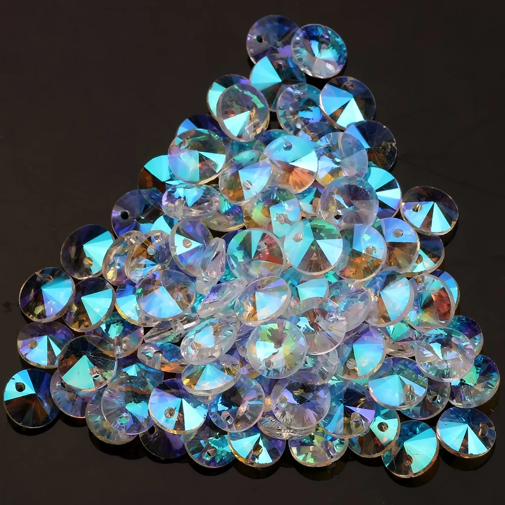 6mm 8mm 10mm 14mm Rivoli Crystal Beads Pointed Back Round Glass Beads Fancy Stone for Jewelry DIY Making Necklaces Earrings