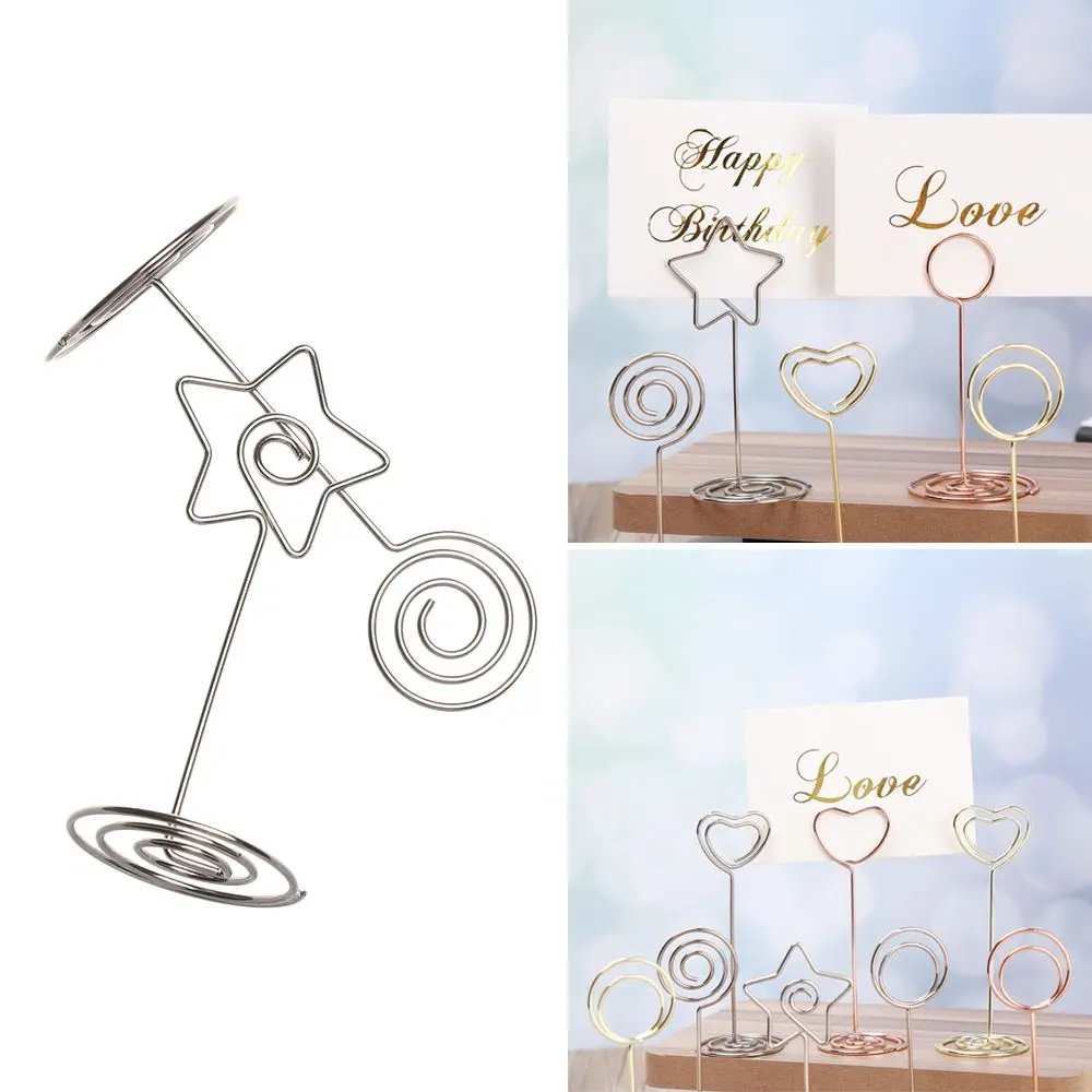 

1/5pcs Romantic Fashion Paper Clamp Desktop Decoration Heart Shape Place Card Table Numbers Holder Clamps Stand Photos Clips
