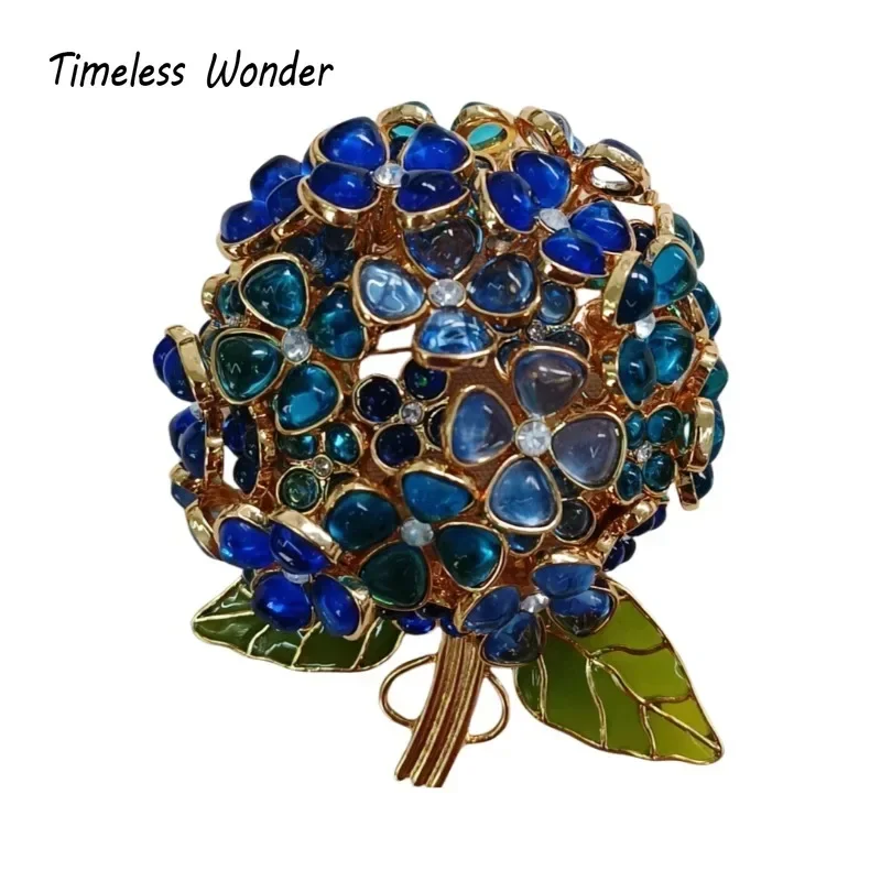 

Timeless Wonder Fancy Geo Glass Floral Brooch Pins for Women Designer Jewelry Runway Rare Luxury Cute Gift Top Statement 4341
